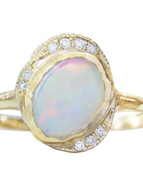 Misa Jewelry Oasis Opal Diamond Ring 14k Yellow Gold $1395